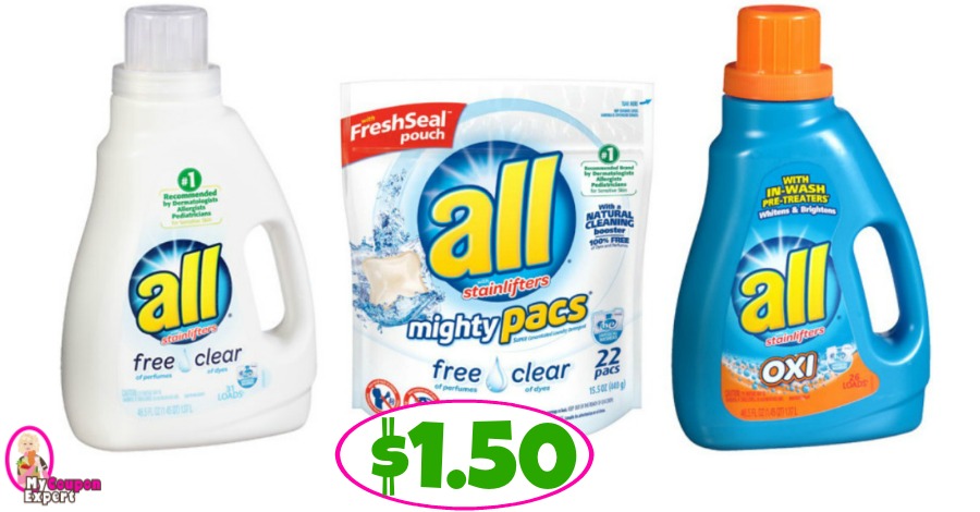 All Liquid Detergent and Pacs just $1.50 each at Publix!