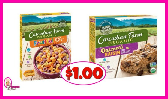 Cascadian Farms Organic Cereal and Bars $1.00 at Publix!