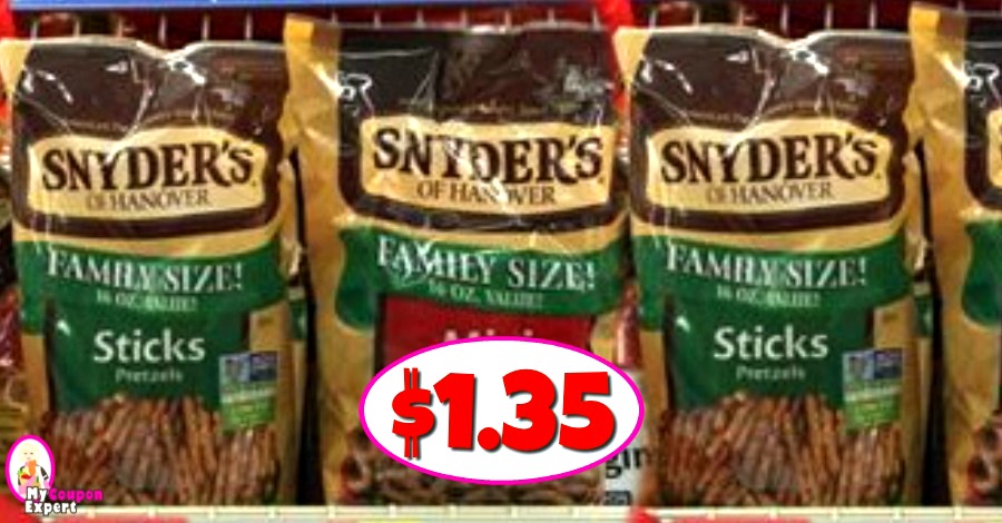Snyder’s Pretzels Family Size $1.35 at Publix NOW!