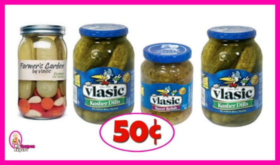 Vlassic Pickles or Farmers Garden 50¢ at Publix!