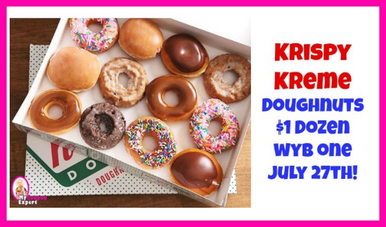 Krispy Kreme Doughnuts $1 Dozen July 27th wyb One!