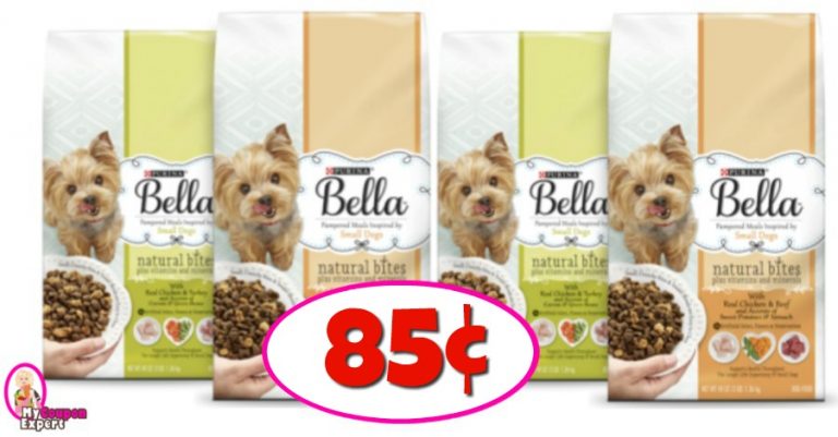 Bella Dry Dog Food 3lb bag 85¢ each!
