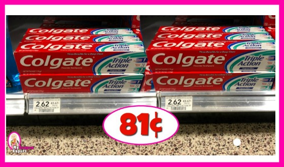 Colgate Triple Action Toothpaste 81¢ each at Publix!