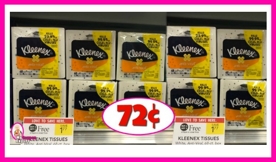 Kleenex Tissues 72¢ each at Publix!