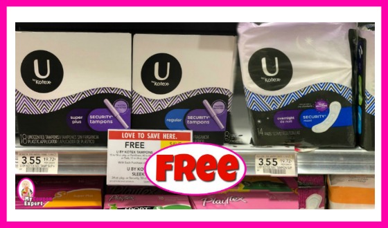 U by Kotex Tampons and Pads FREE at Publix!