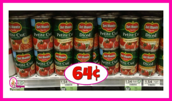 Del Monte Tomatoes 64¢ each at Publix!