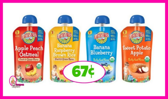 Earths Best Organic Baby Food 67¢ each at Publix!