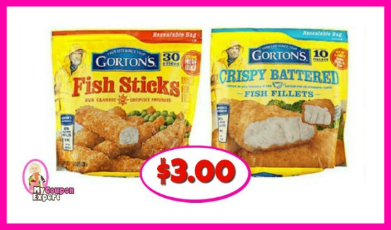 Gortons Fish Sticks or Fillets $3.00 each bag at Publix!