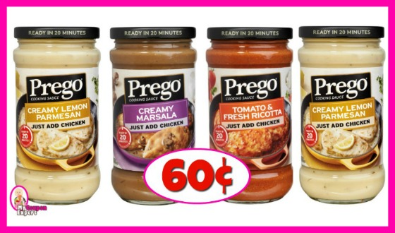 Prego Cooking Sauce 60¢ each at Publix!