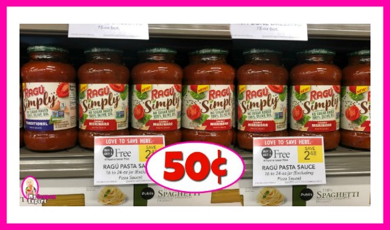 Ragu Pasta Sauce 50¢ each at Publix!  MM if your ad starts Wednesday!