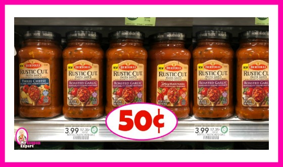 Bertolli Rustic Cut Pasta Sauce 50¢ each at Publix!
