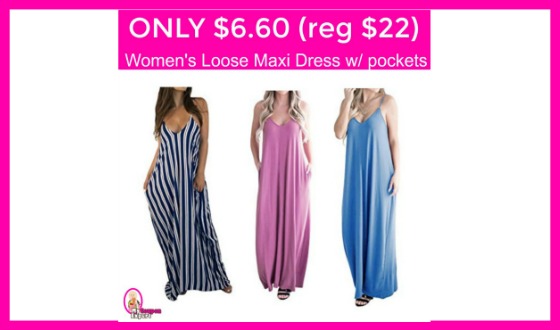 Only $6.60 (reg $22) Women’s Loose Maxi Dress w/pockets!