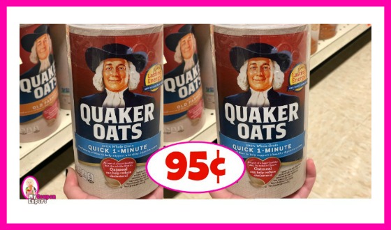 Quaker Quick Oats or Old Fashioned 95¢ at Publix!