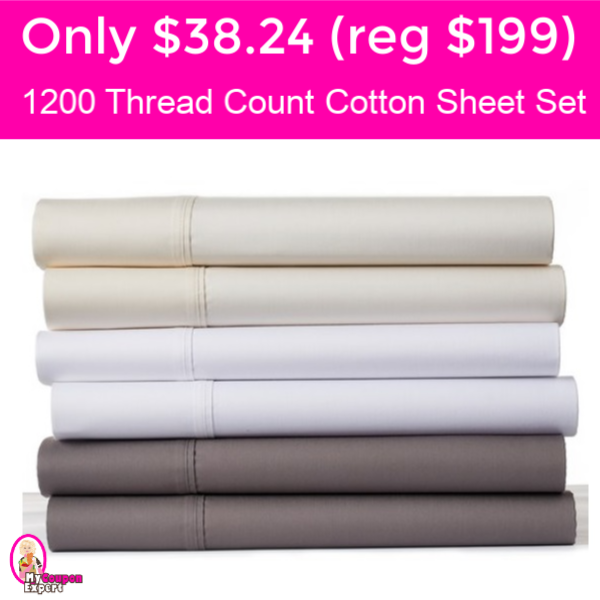 Only $38.24 (reg $199) 1200 Thread Count Cotton Sheet Set!