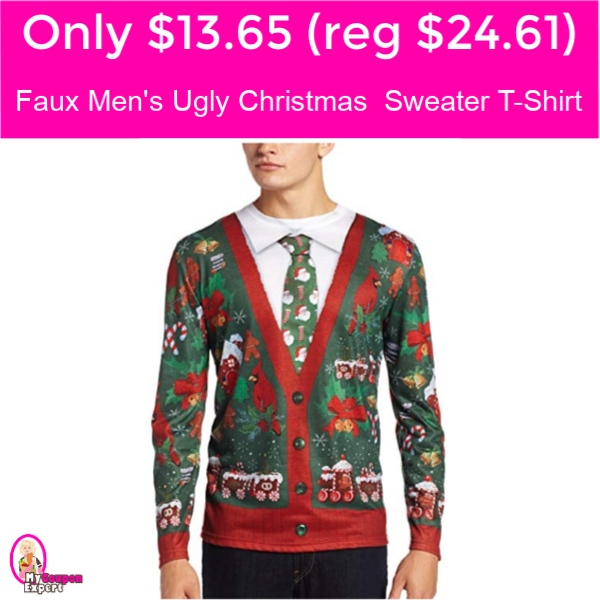 Funny!  Only $13.65 (reg $24.61) Faux Men’s Christmas Long Sleeve T-Shirt!