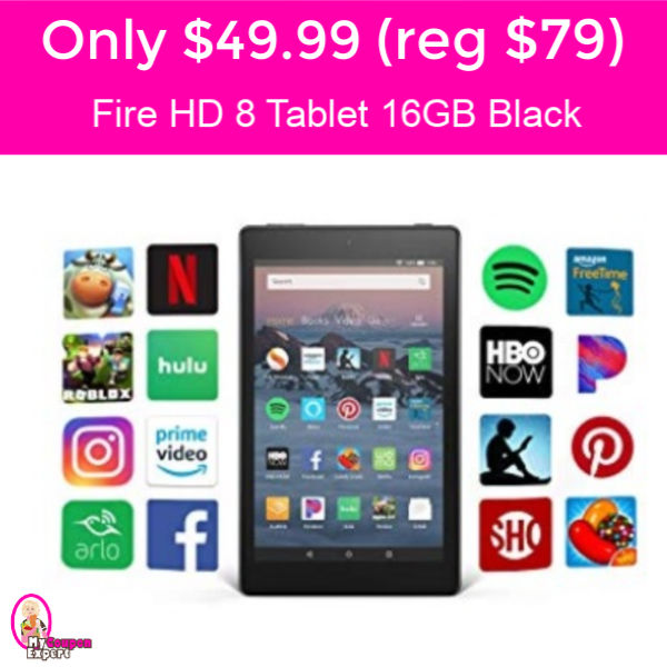 Only $49.99 (reg $79.99) Fire HD 8 Tablet 16 GB Black!
