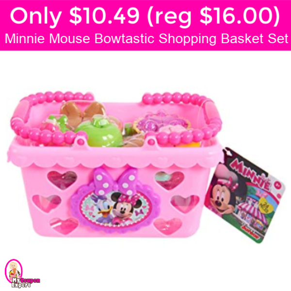 Only $10.49 (reg $16) Minnie Mouse Bowtastic Shopping Basket Set!