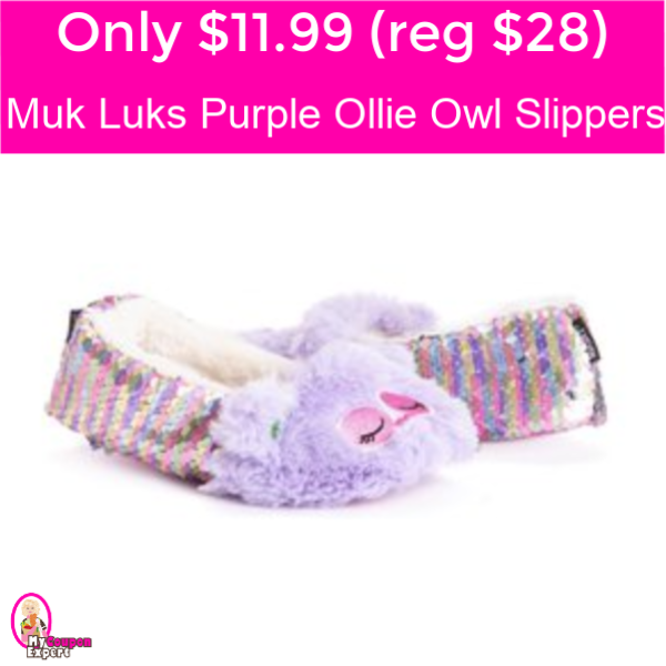 Muk Luks Purple Ollie Owl Slippers only $11.99 (reg $28)!
