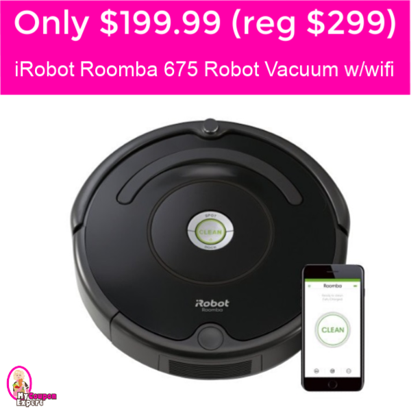Only $199.99 (reg $299) iRobot Roomba 675 Vacuum w/wifi!