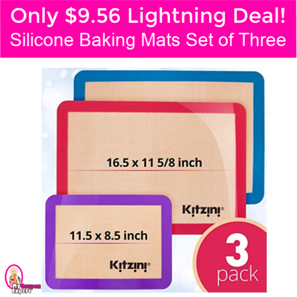 Only $9.56 on Lightning Deal!  Silicone Baking Mats set of THREE!