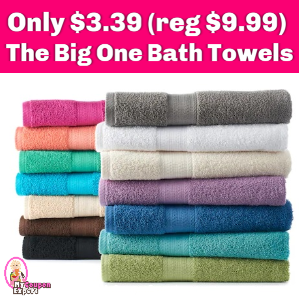Only $3.39 (reg $9.99) The BIG ONE Solid Bath Towels!