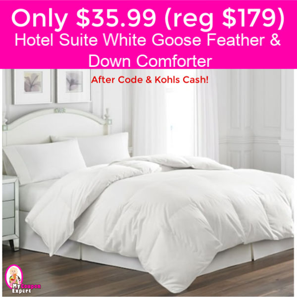 Only $35.99 (reg $179) Hotel Suite White Goose & Feather Down Comforter!