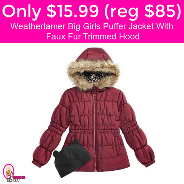 HURRY!  $15.99 (reg $85) Weathertamer Big Girls Puffer Jacket!