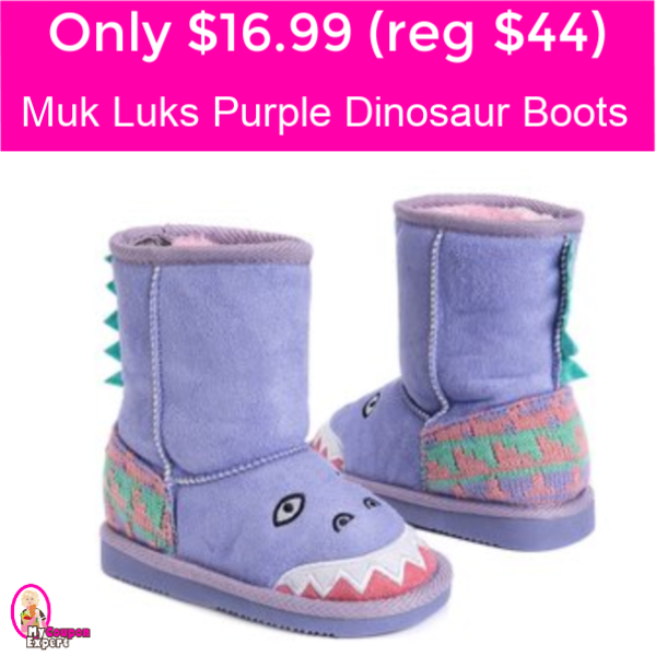 Muk Luks Girls Purple Dinosaur Boots only $16.99 (reg $44)!