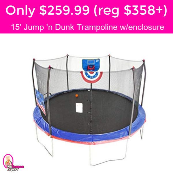 TODAY ONLY! 15′ JUMP ‘n DUNK Trampoline w/enclosure!