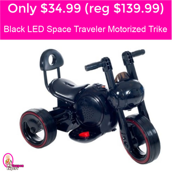Hurry!!  Black LED Space Traveler Motorized Trike for $34.99!