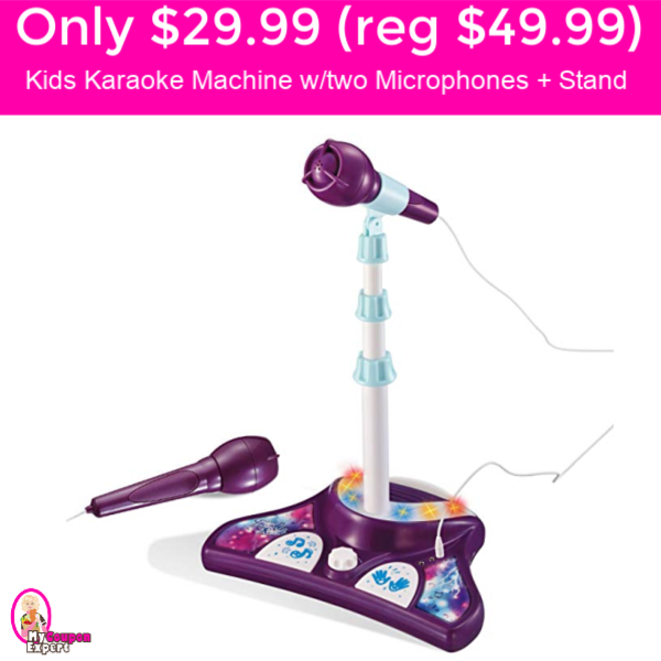 LIGHTNING DEAL!  Kids Karaoke with two microphones and stand $29.99!