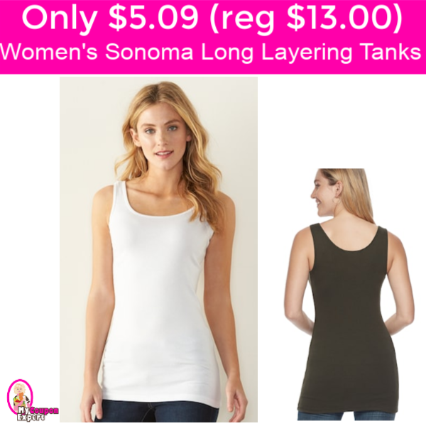 Only $5.09 (reg $13) Women’s Sonoma Long Layering Tanks!