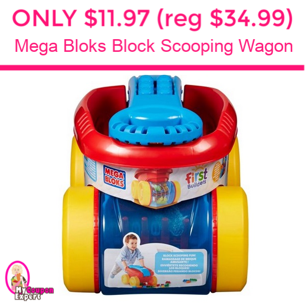 Only $11.97 (reg $34.99) Mega Bloks Block Scooping Wagon!