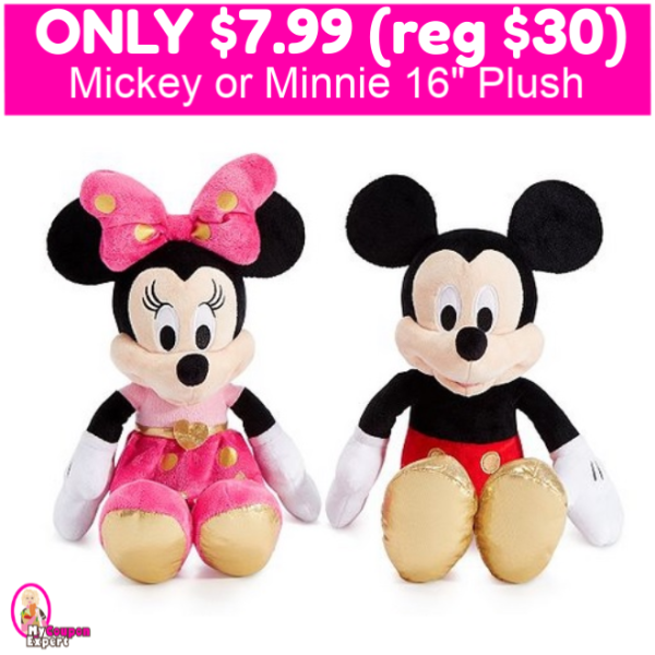 Mickey or Minnie 16″ Plush Only $7.99 (reg $30) TODAY ONLY!