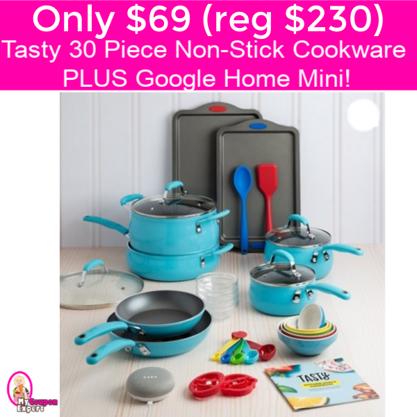 Only $69.00 Tasty 30 piece Cookware PLUS Google Home Mini!