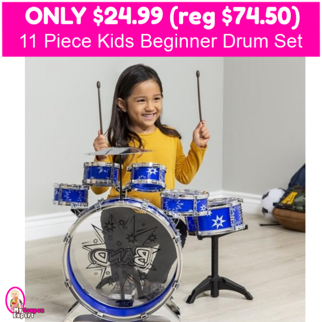 Kids Beginner Drum Set 11 Piece Only $24.99 (reg $74.99)!!
