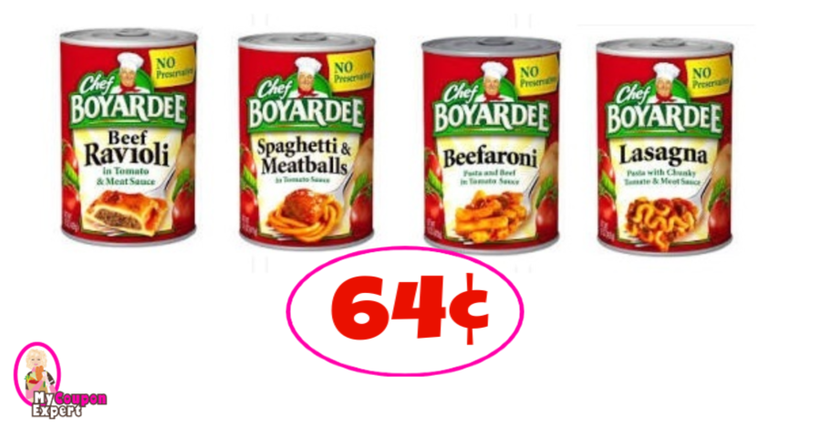 Chef Boyardee Canned Pasta just 64¢ each at Publix!