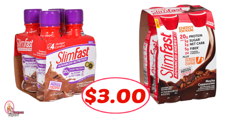 Slim Fast Nutrition or Energy Meal Shakes only $3.00 at Publix!