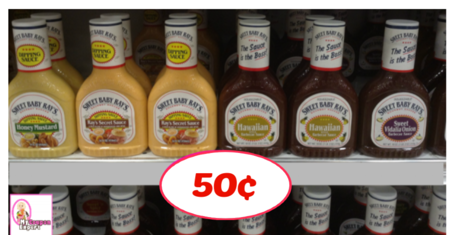 Sweet Baby Rays Sauce or Marinade 50¢ at Publix!