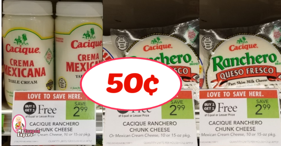 Cacique Mexican Chunk Cheese or Cream Cheese 50¢ at Publix!