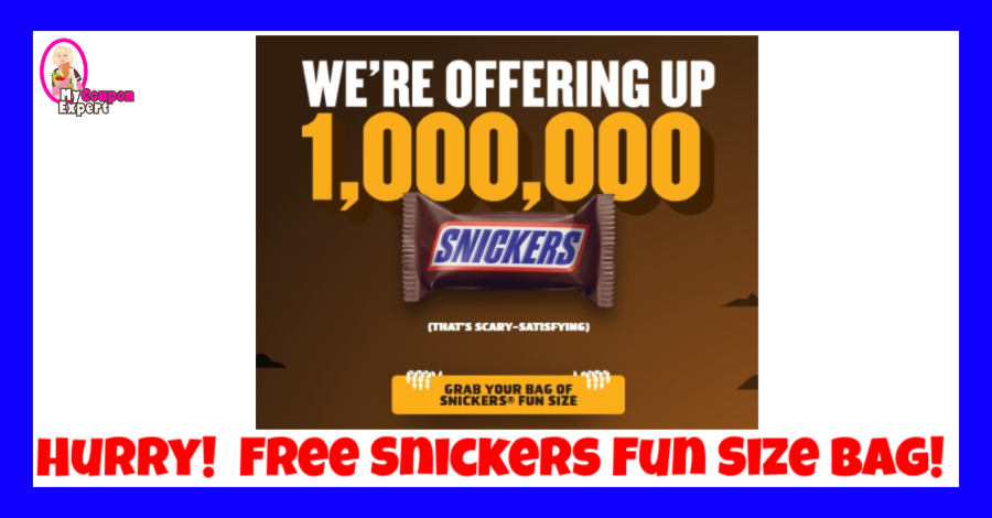 FREE Fun Size Bag of Snickers (first 55k get a $3.40 Walmart e-gift card)!