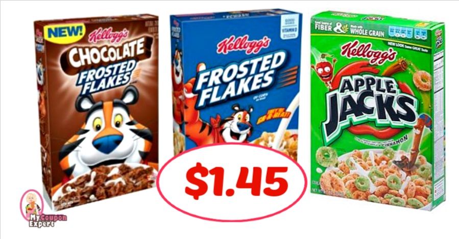 Kelloggs Froot Loops, Apple Jacks or Frosted Flakes $1.45 at Publix!