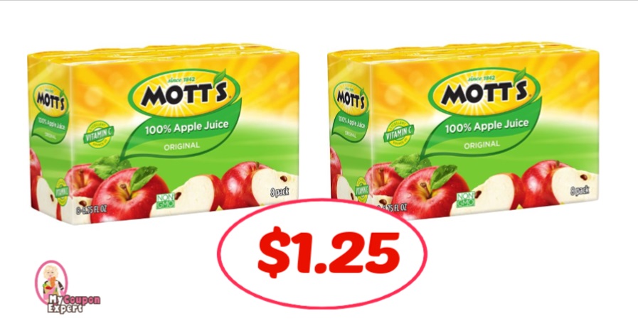 Mott’s Apple Juice just $1.25 per pack at Publix!